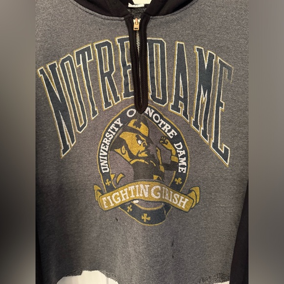 REDONE Notre Dame Upcycled Cropped Hoodie Women’s Grey & Black Size XS/Small - Picture 5 of 10